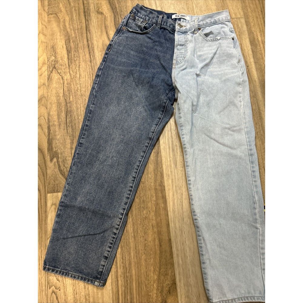 Ladies Blue Savvy‎ Split Color Half & Half Blue Jeans Sz 11 29X26" - Picture 4 of 7
